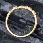 Pattiring Unique Moonstone Yellow Gold Diamond Curved Wedding Band
