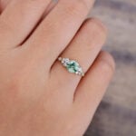 Pattiring Unique Moss Agate Yellow Gold Cluster Engagement Ring