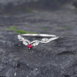 Pattiring Unique Natural Ruby White Gold Diamond Curved Wedding Band