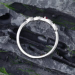 Pattiring Unique Natural Ruby White Gold Diamond Curved Wedding Band