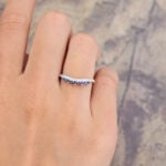 Pattiring Unique Natural Sapphire White Gold Diamond Curved Wedding Band