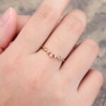 Pattiring Unique Natural Sapphire Yellow Gold Diamond Curved Wedding Band