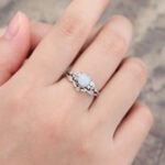 Pattiring Unique Opal White Gold Engagement Ring Set