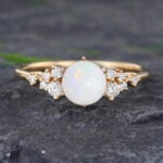Pattiring Unique Opal Yellow Gold Cluster Engagement Ring