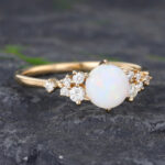 Pattiring Unique Opal Yellow Gold Cluster Engagement Ring