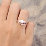 Pattiring Unique Pearl Rose Gold Engagement Ring Set