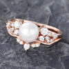 Pattiring Unique Pearl Rose Gold Engagement Ring Set