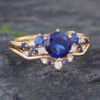 Pattiring Unique Sapphire Yellow Gold Engagement Ring Set