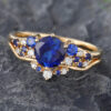 Pattiring Unique Sapphire Yellow Gold Engagement Ring Set
