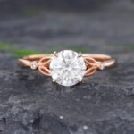 Pattiring 1 Carat Rose Gold Moissanite and Diamond Engagement Ring