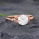 Pattiring 1 Carat Rose Gold Moissanite and Diamond Engagement Ring 3
