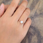 Pattiring 1 Carat Rose Gold Moissanite and Diamond Engagement Ring 4