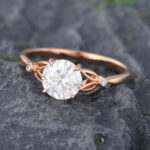 Pattiring 1 Carat Rose Gold Moissanite and Diamond Engagement Ring 5