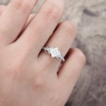 Pattiring 1.7CT Princess Cut Moissanite White Gold Promise Ring 1