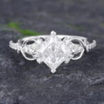 Pattiring 1.7CT Princess Cut Moissanite White Gold Promise Ring