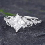 Pattiring 1.7CT Princess Cut Moissanite White Gold Promise Ring 2