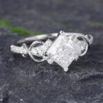 Pattiring 1.7CT Princess Cut Moissanite White Gold Promise Ring 3