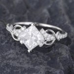 Pattiring 1.7CT Princess Cut Moissanite White Gold Promise Ring 4