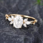 Pattiring 14K Gold Oval Cut Moissanite Engagement Ring 4
