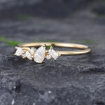 Pattiring 14K Gold Pear Shaped Moissanite Dainty Engagement Ring 1
