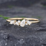 Pattiring 14K Gold Pear Shaped Moissanite Dainty Engagement Ring