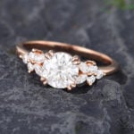 Pattiring 1Carat Rose Gold Moissanite Floral Engagement Ring 1
