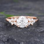 Pattiring 1Carat Rose Gold Moissanite Floral Engagement Ring