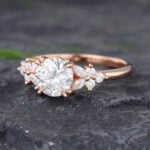 Pattiring 1Carat Rose Gold Moissanite Floral Engagement Ring 4