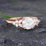 Pattiring 1Carat Rose Gold Moissanite Floral Engagement Ring 5