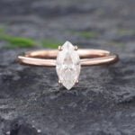 Pattiring Marquise Cut 0.5 CT Moissanite Rose Gold Dainty Engagement Ring