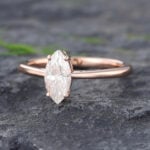 Pattiring Marquise Cut 0.5 CT Moissanite Rose Gold Dainty Engagement Ring 4