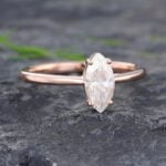 Pattiring Marquise Cut 0.5 CT Moissanite Rose Gold Dainty Engagement Ring 5