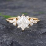 Pattiring Princess Cut Moissanite Gold Promise Ring