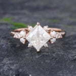 Pattiring Princess Cut Moissanite Rose Gold Promise Ring