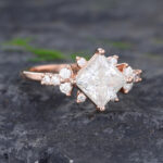 Pattiring Princess Cut Moissanite Rose Gold Promise Ring 3