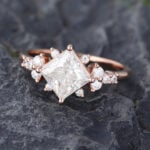 Pattiring Princess Cut Moissanite Rose Gold Promise Ring 4