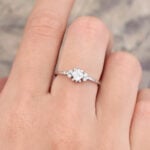 Pattiring Princess Cut Moissanite White Gold Promise Ring 1