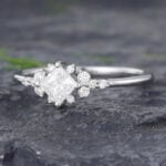 Pattiring Princess Cut Moissanite White Gold Promise Ring 2