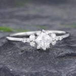 Pattiring Princess Cut Moissanite White Gold Promise Ring 3