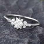 Pattiring Princess Cut Moissanite White Gold Promise Ring 4