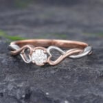 Pattiring Rose Gold Moissanite Two Tone Ring Twist Engagement Ring 1