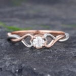 Pattiring Rose Gold Moissanite Two Tone Ring Twist Engagement Ring