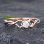 Pattiring Rose Gold Moissanite Two Tone Ring Twist Engagement Ring 3