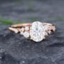 Pattiring Rose Gold Oval Cut Moissanite Diamond Cluster Engagement Ring 3