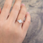 Pattiring Rose Gold Oval Cut Moissanite Diamond Cluster Engagement Ring 5