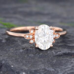 Pattiring Rose Gold Oval Cut Moissanite Diamond Floral Engagement Ring 3