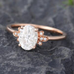 Pattiring Rose Gold Oval Cut Moissanite Diamond Floral Engagement Ring 4