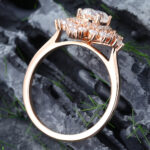 Pattiring Rose Gold Oval Cut Moissanite Diamond Halo Engagement Ring 4