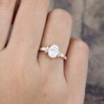 Pattiring Rose Gold Oval Cut Moissanite Floral Engagement Ring 1