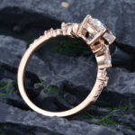 Pattiring Rose Gold Oval Cut Moissanite Floral Engagement Ring 2